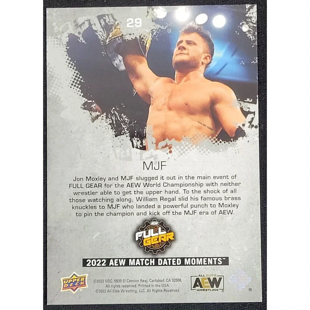 2022 UPPER DECK AEW MATCH DATED MOMENTS MJF  SILVER FULL GEAR‎